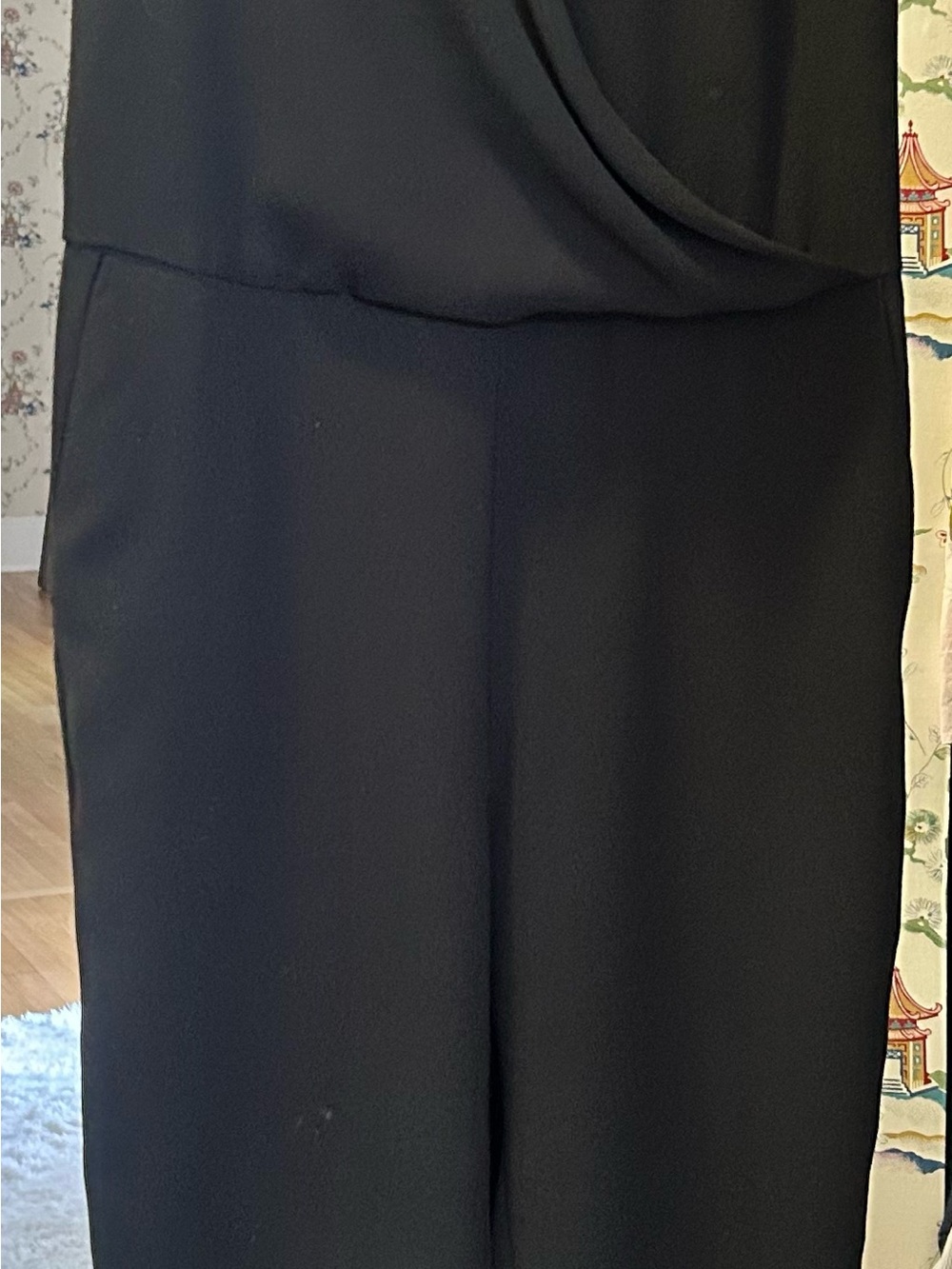 Classic Black Draped Sheath Dress